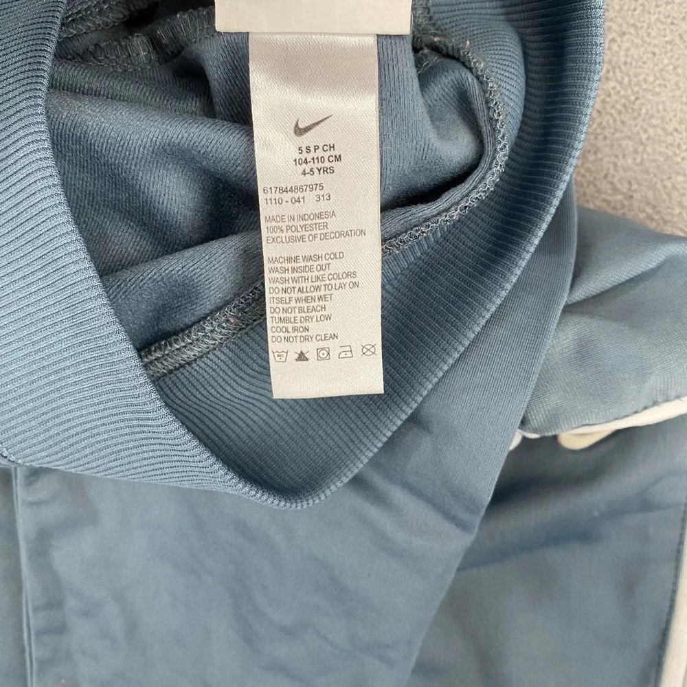 Nike Boys Tracksuit Set Blue Grey Just Do It Full Zip Jacket Pants Size 5